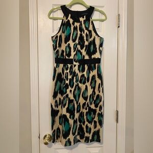 David Meister Black and Cream Patterned Dress
